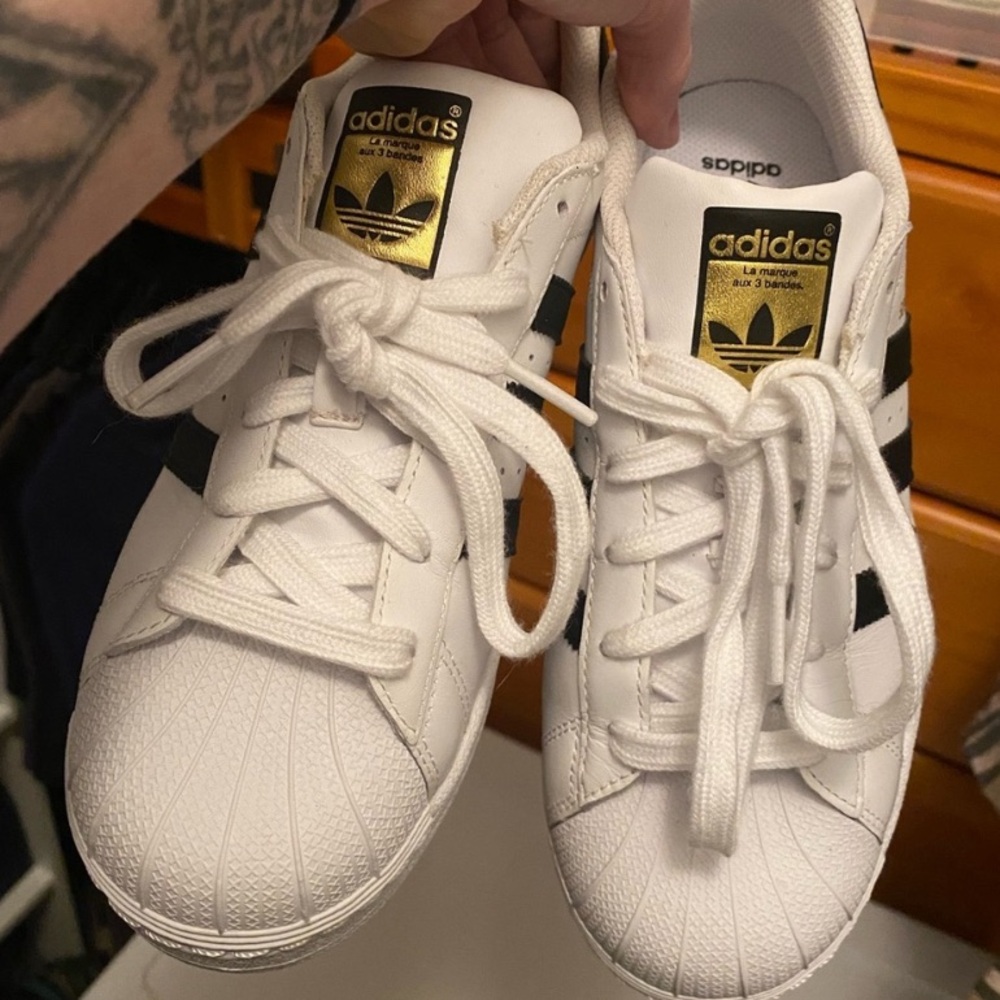 Adidas Originals Superstar Shoes Men's White/Black/Gold Sneakers SIZE 6